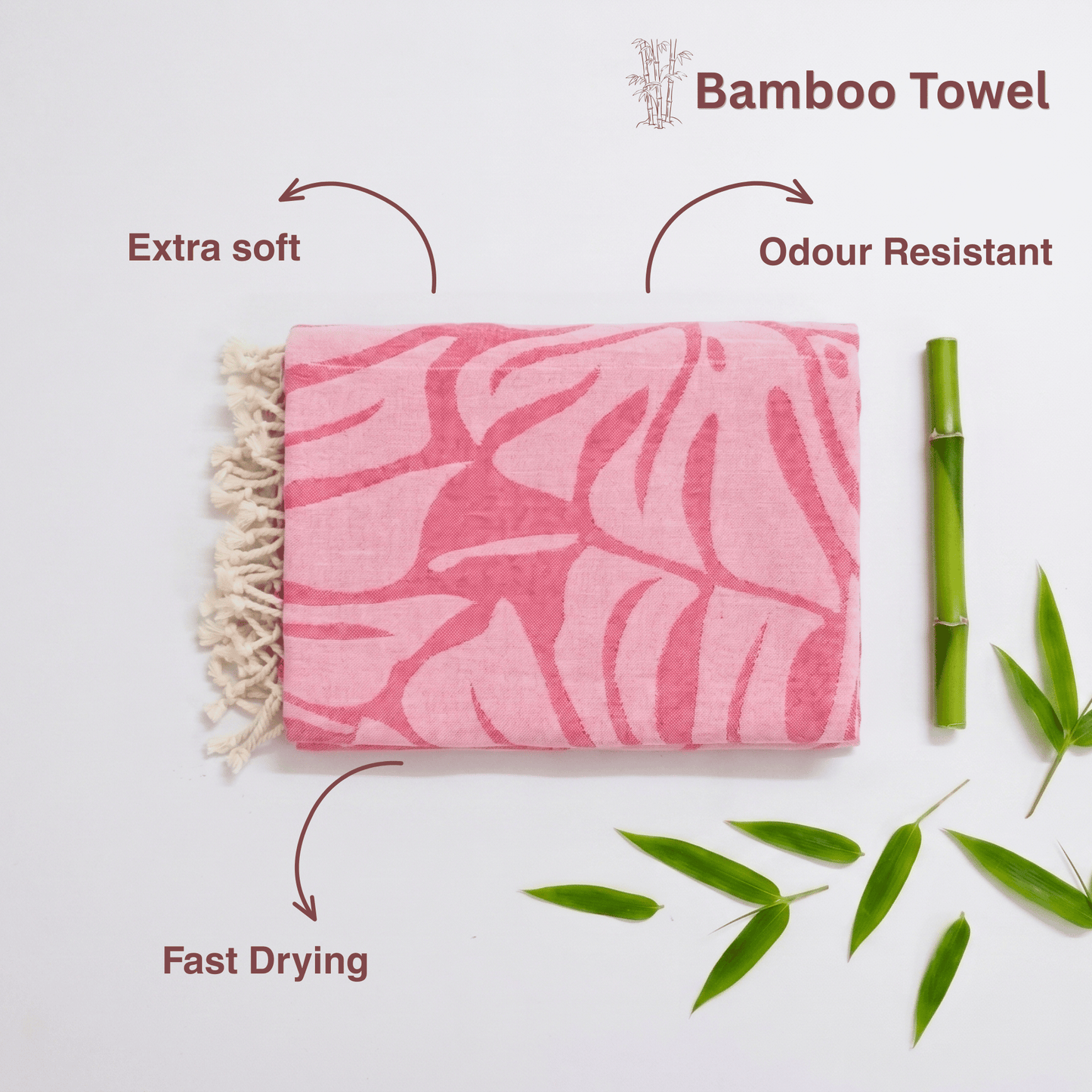 Pink Bamboo Bath Towel 190 x 95 cm - 380 GSM | Pack of 1