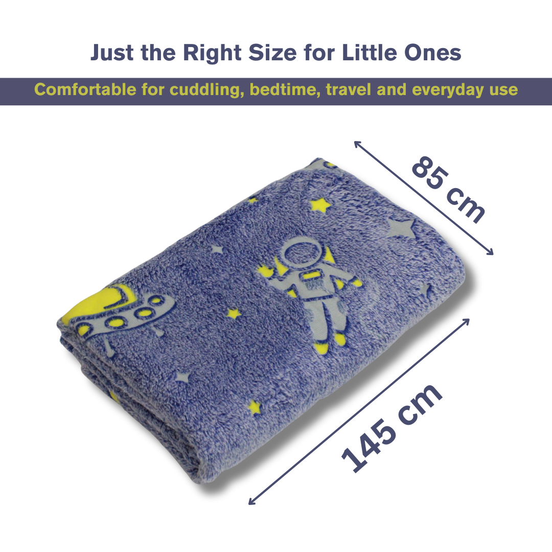 Space Travel Glow in the Dark Baby Blanket for Kids – 145 × 85 cm | Pack of 1