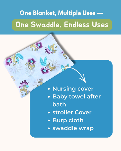 Lion Kingdom 100% GOTS Certified | Double Layer | Muslin Swaddle (120 × 100 cm)