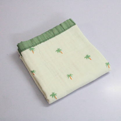 6 Layer Tropical Palm Tree Print Baby Blanket 110x100 cm - Pack of 1