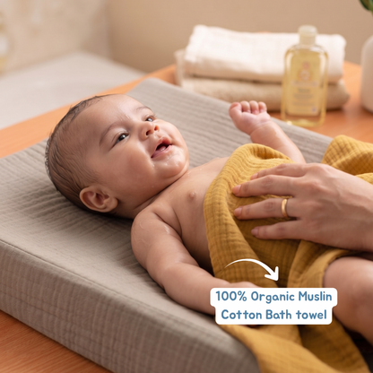 100% Organic Muslin Double layer Baby Bath Towel (50 x 50 cm, Pack of 5)