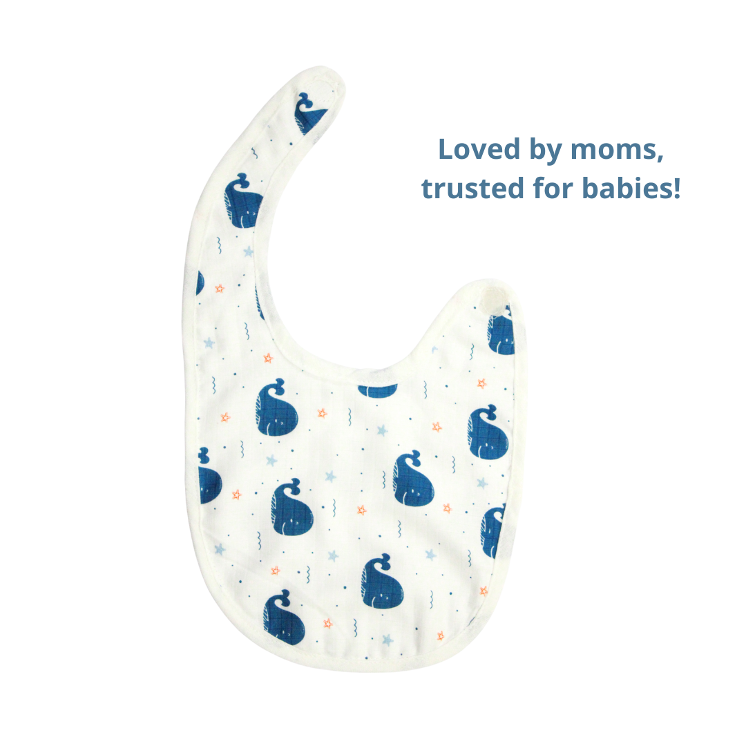 BIGMOON 100% Organic Muslin Baby Bibs for Babies Ages 0-3, Pack of 3