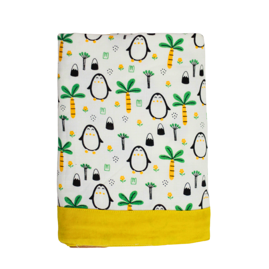 Bigmoon Organic Muslin Reversible Baby Blanket – 6-Layer Soft Cotton Blanket for Newborns, Boys & Girls (105 x 105 cm, Elephant Print)