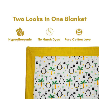Bigmoon Organic Muslin Reversible Baby Blanket – 6-Layer Soft Cotton Blanket for Newborns, Boys & Girls (105 x 105 cm, Elephant Print)