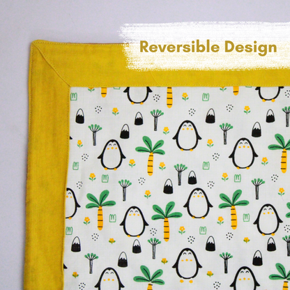 Bigmoon Organic Muslin Reversible Baby Blanket – 6-Layer Soft Cotton Blanket for Newborns, Boys & Girls (105 x 105 cm, Elephant Print)