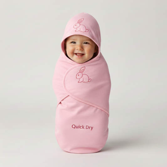 Bigmoon Adjustable Swaddle Wrap – Pink (0–6 Months)