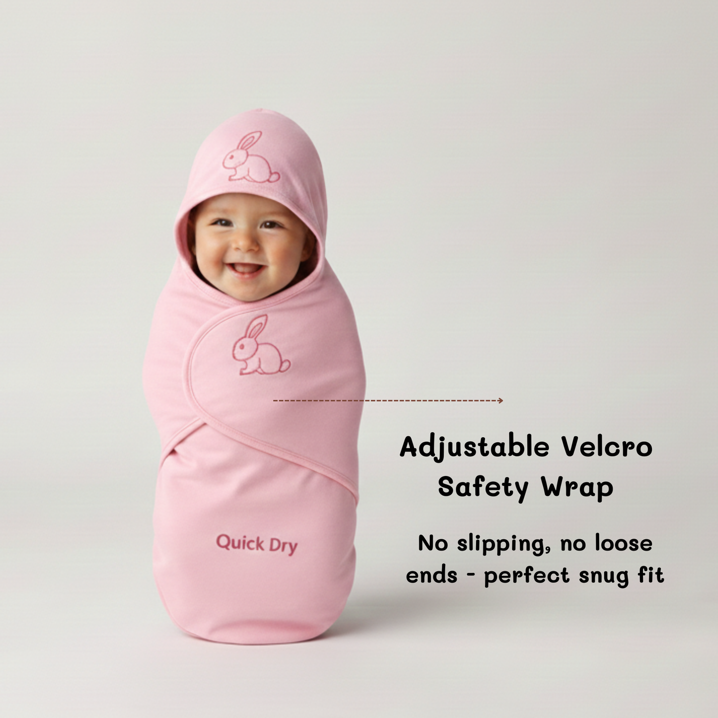 Bigmoon Adjustable Swaddle Wrap – Pink (0–6 Months)