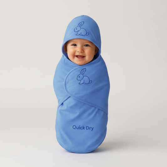 Bigmoon Adjustable Swaddle Wrap – Blue (0–6 Months)