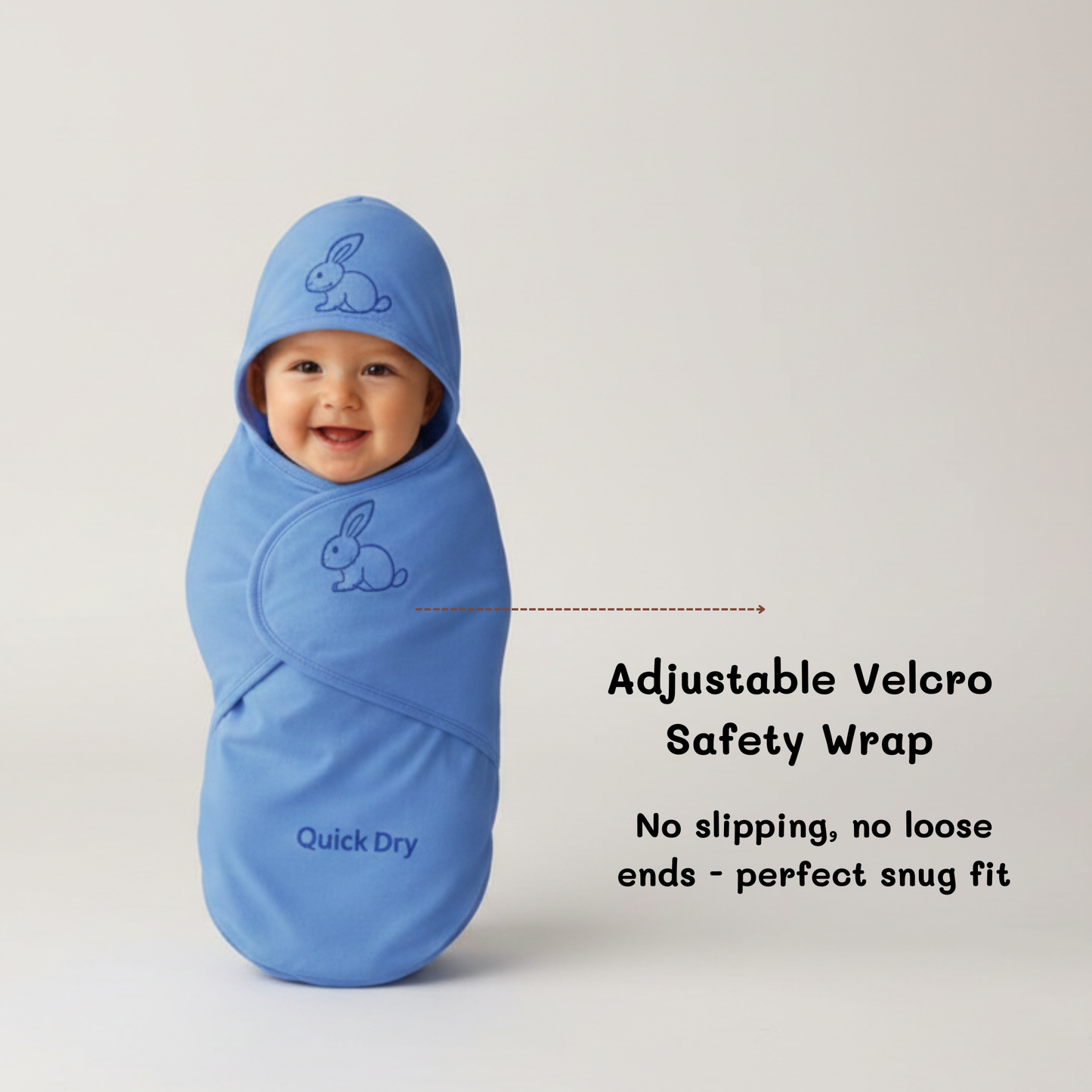 Bigmoon Adjustable Swaddle Wrap – Blue (0–6 Months)