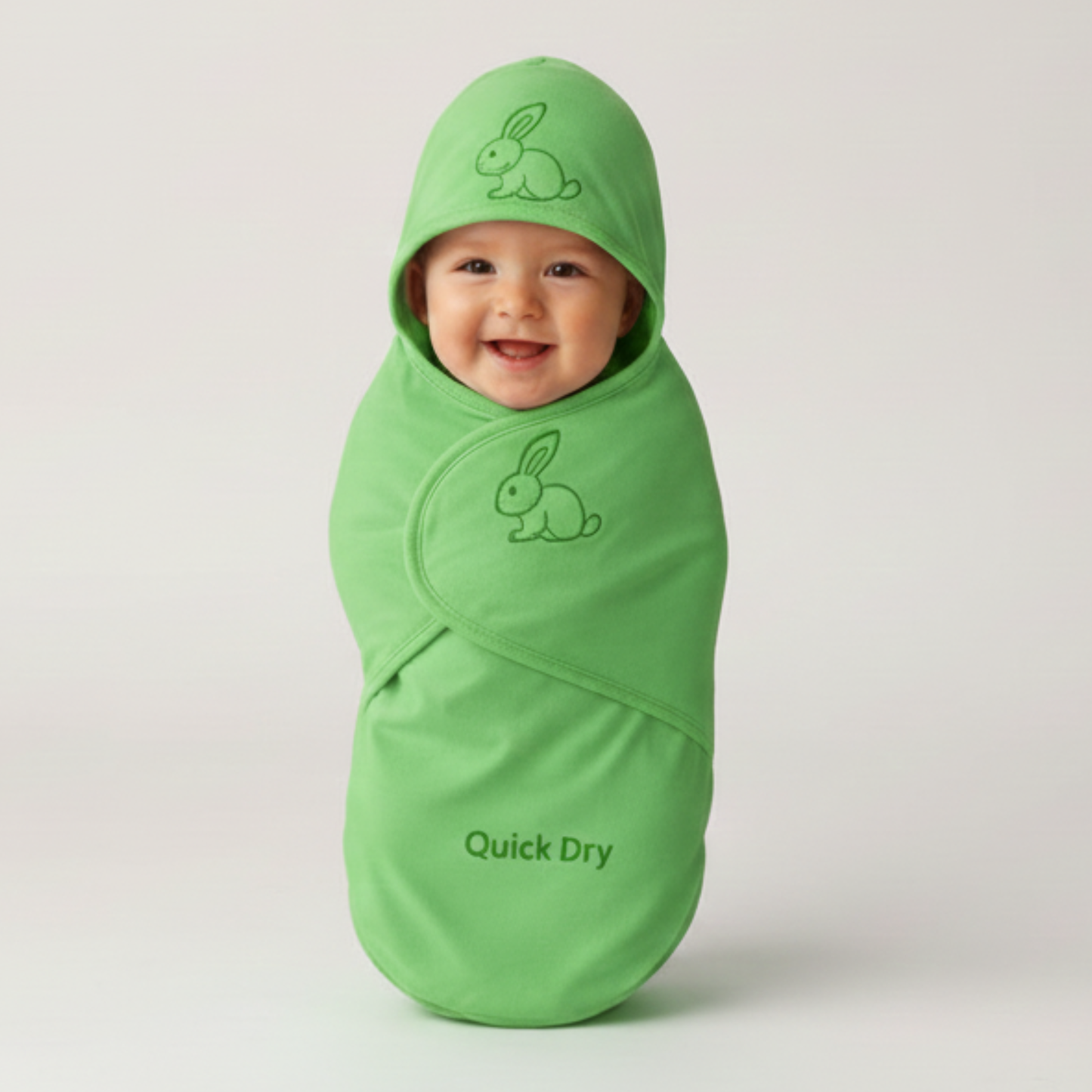 Bigmoon Adjustable Swaddle Wrap – Green (0–6 Months)