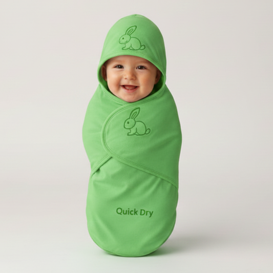 Bigmoon Adjustable Swaddle Wrap – Green (0–6 Months)
