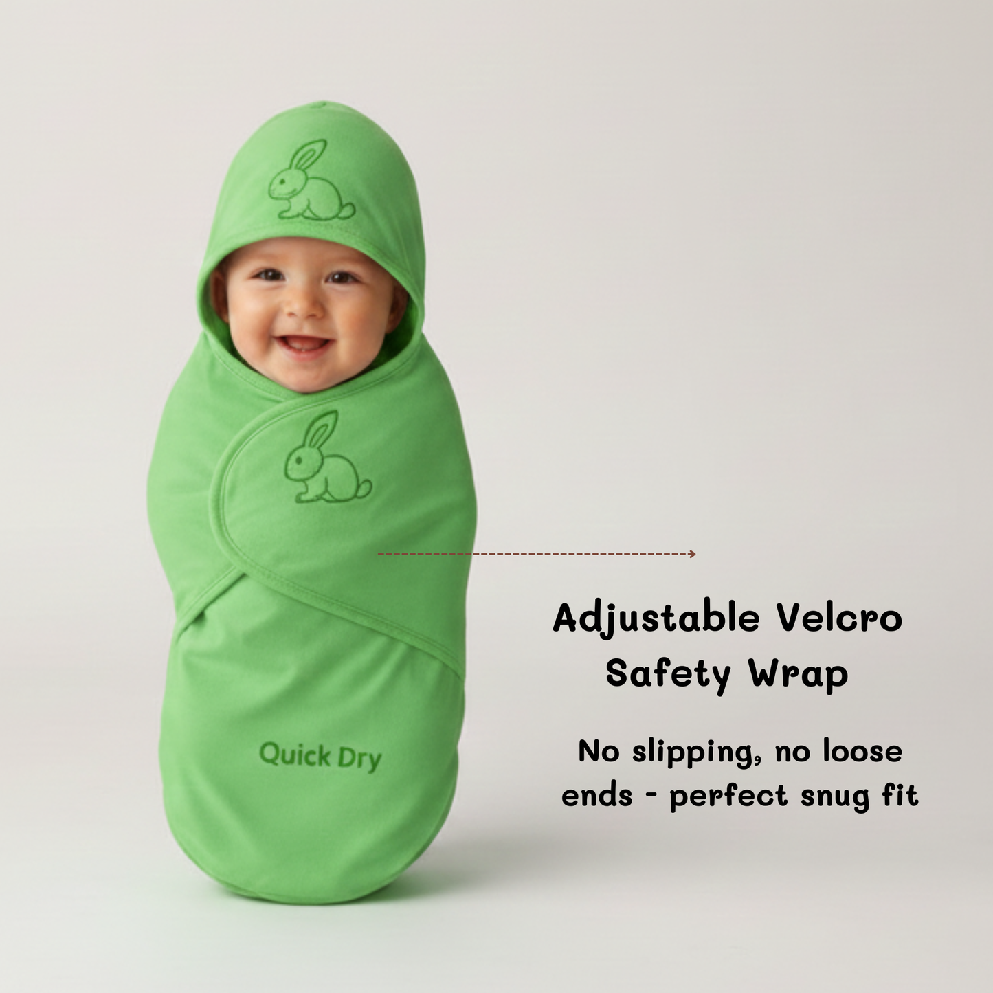 Bigmoon Adjustable Swaddle Wrap – Green (0–6 Months)
