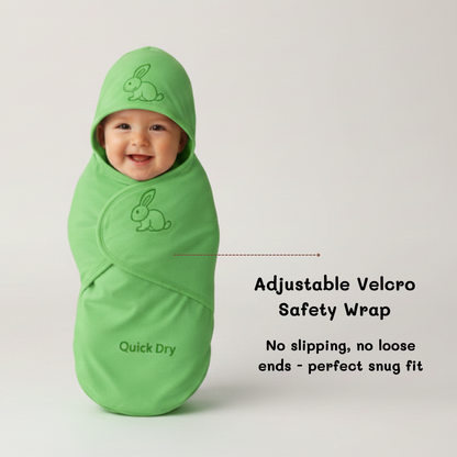 Bigmoon Adjustable Swaddle Wrap – Green (0–6 Months)