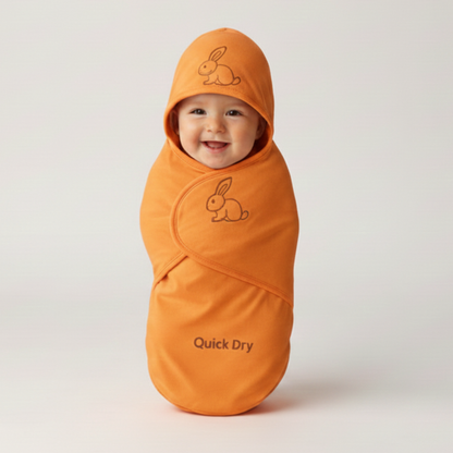 Bigmoon Adjustable Swaddle Wrap – Orange (0–6 Months)