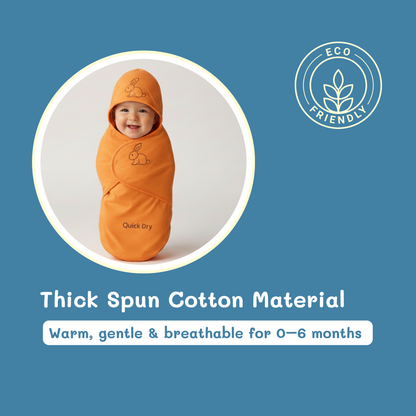 Bigmoon Adjustable Swaddle Wrap – Orange (0–6 Months)
