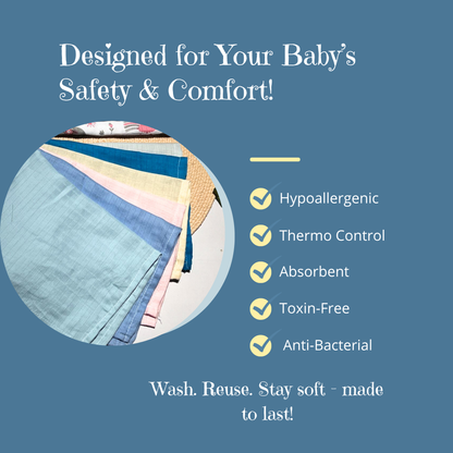 Colorful Baby Hankies Set of 12 Size : 12 x 12 inch | 100% Cotton | Soft, Gentle & Reusable |  Diwali Festive Offer