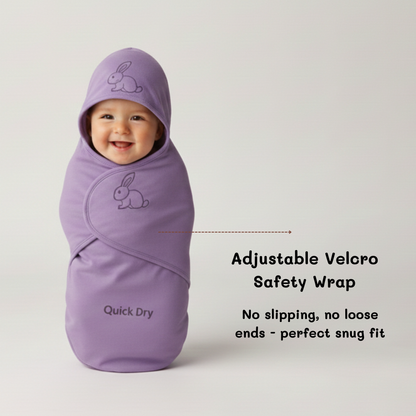 Bigmoon Adjustable Swaddle Wrap – Violet (0–6 Months)