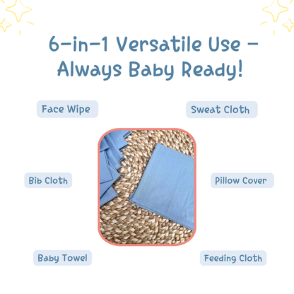 BIGMOON Muslin Cotton Baby wipes - 12 x 12 inch pack of 6