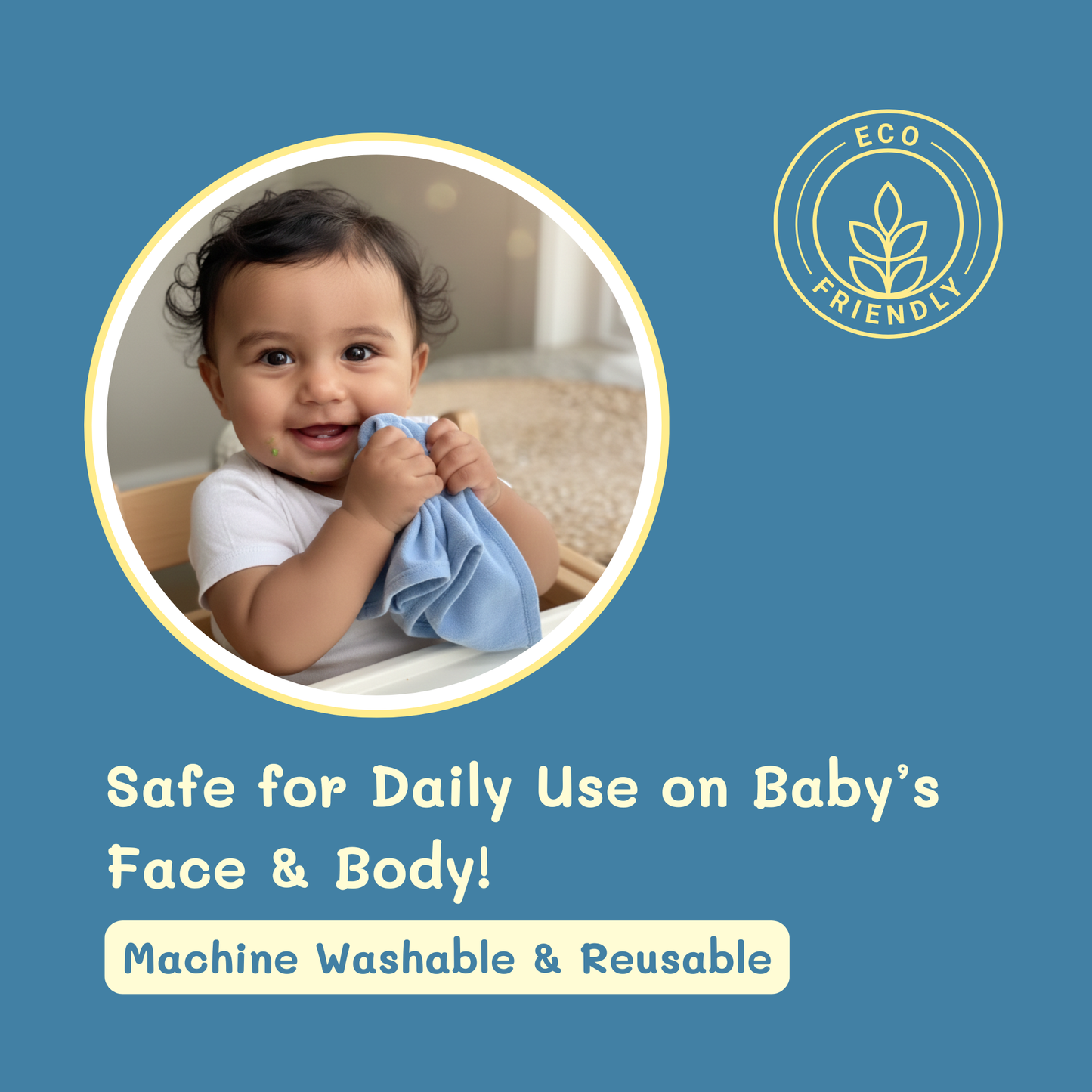 BIGMOON Muslin Cotton Baby wipes - 12 x 12 inch pack of 6