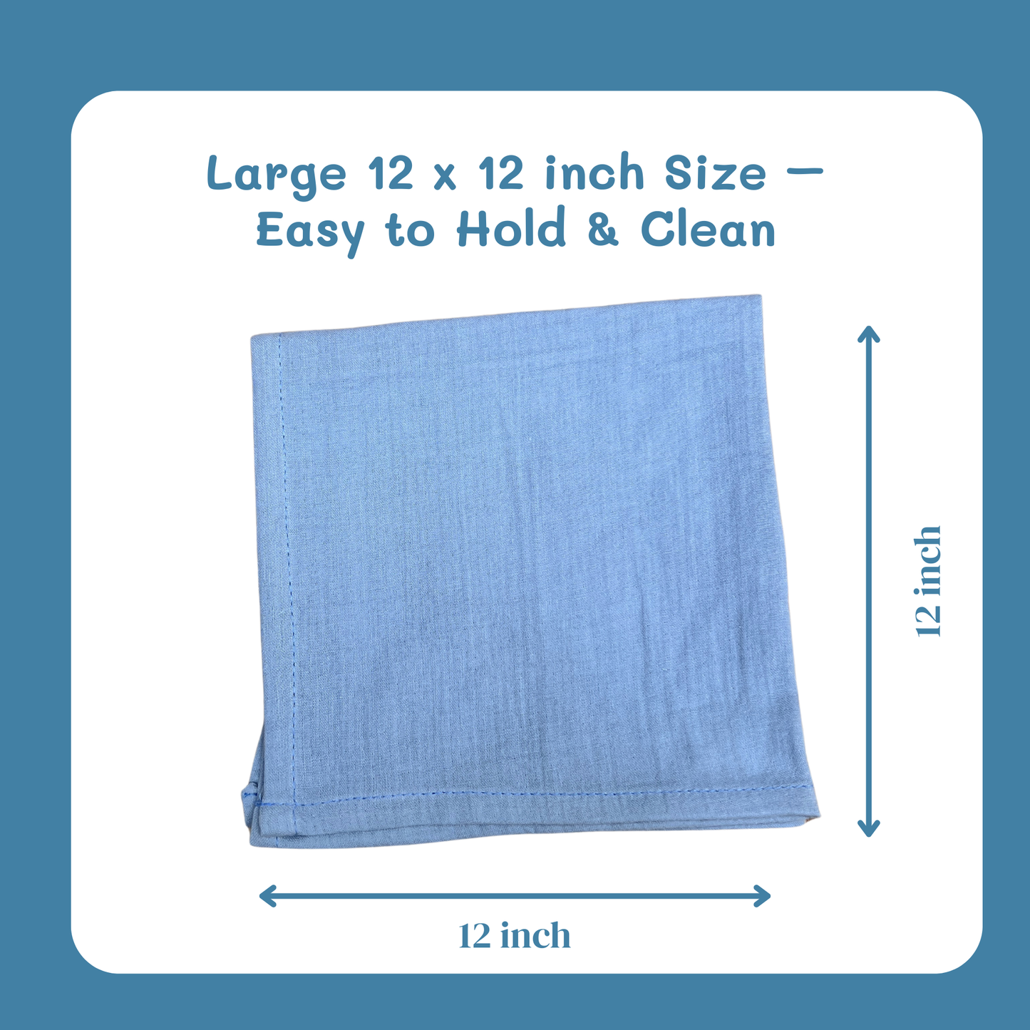 BIGMOON Muslin Cotton Baby wipes - 12 x 12 inch pack of 6