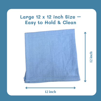 BIGMOON Muslin Cotton Baby wipes - 12 x 12 inch pack of 6