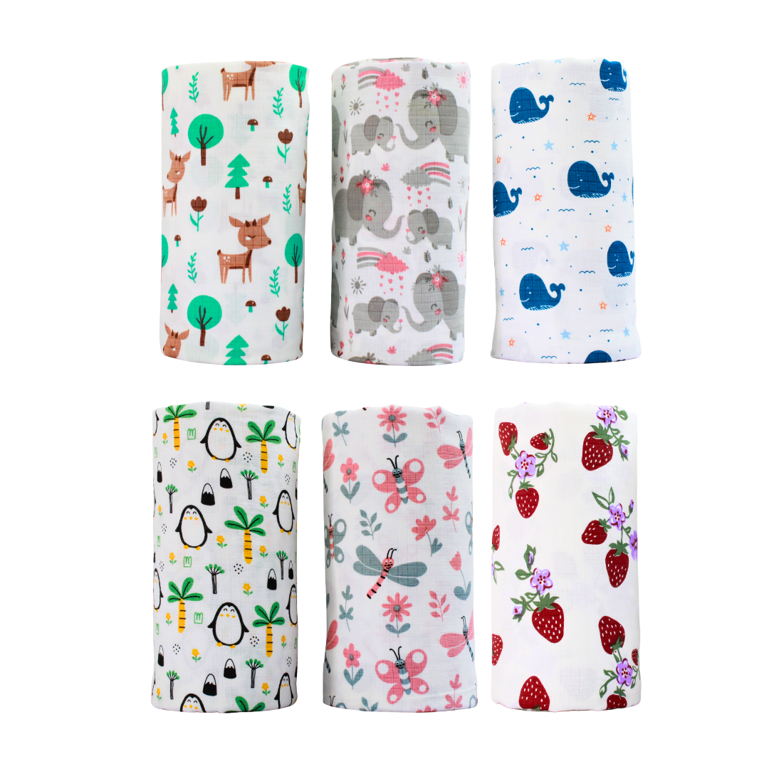 organic Muslin Baby Swaddle Set, Pack of 6