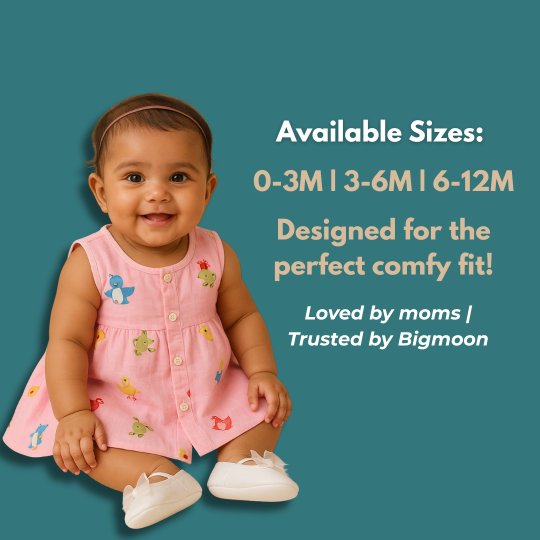 Muslin Cotton Baby Frocks | Pack of 5 | Ultra-Soft, Front-Open Design