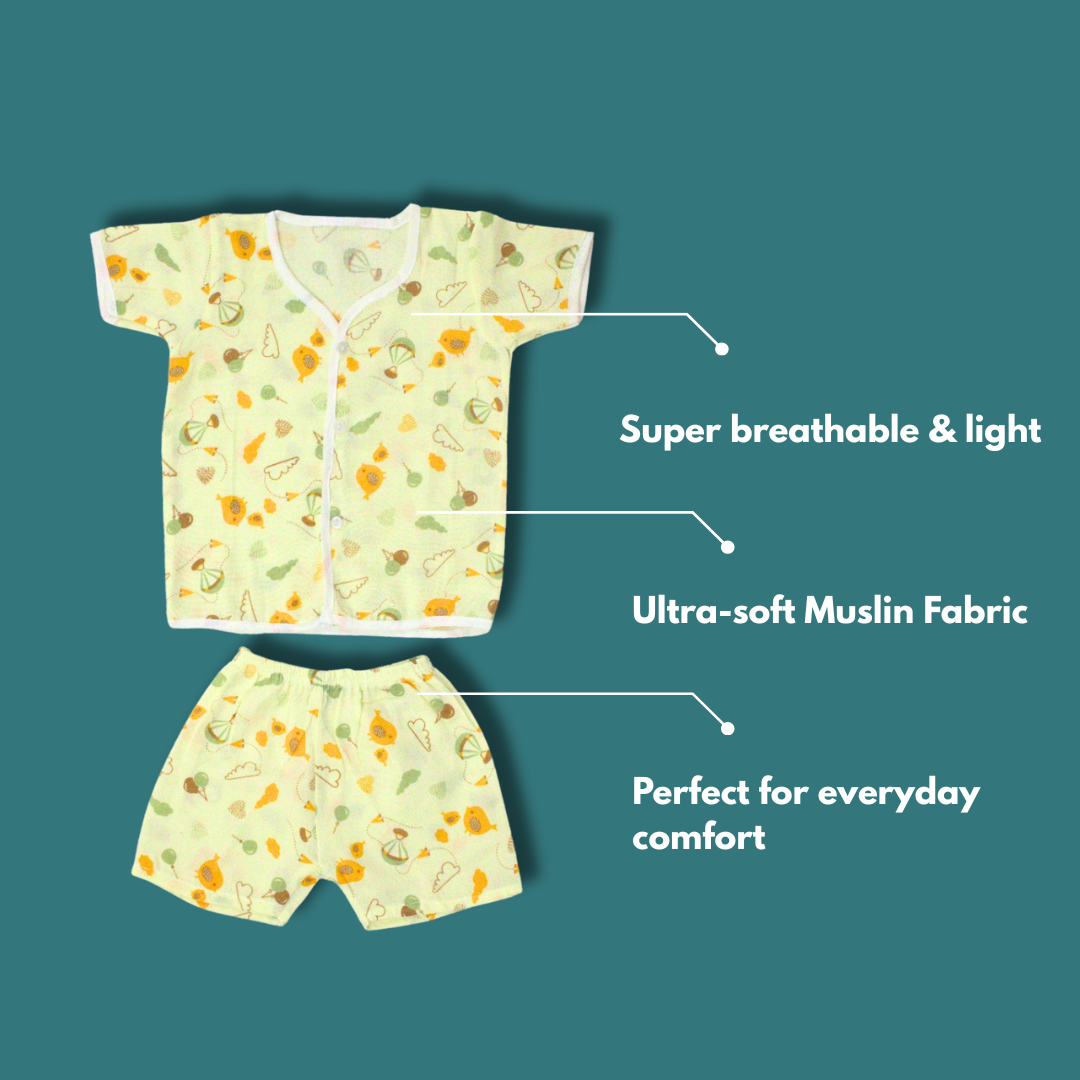 Sky Snuggles Muslin Cotton Trouser Set  – Soft Baby Wear