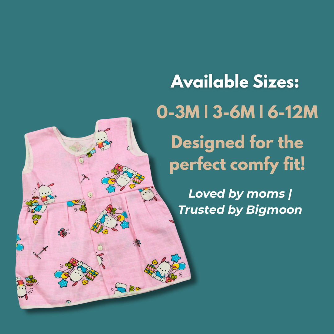 Muslin Cotton Baby Frocks | Pack of 2 | Ultra-Soft, Front-Open Design