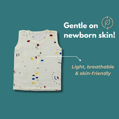 100% Cotton Muslin Button Jabla for Newborns & Infants | Pack of 5