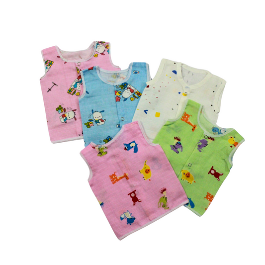 100% Cotton Muslin Button Jabla for Newborns & Infants | Pack of 5
