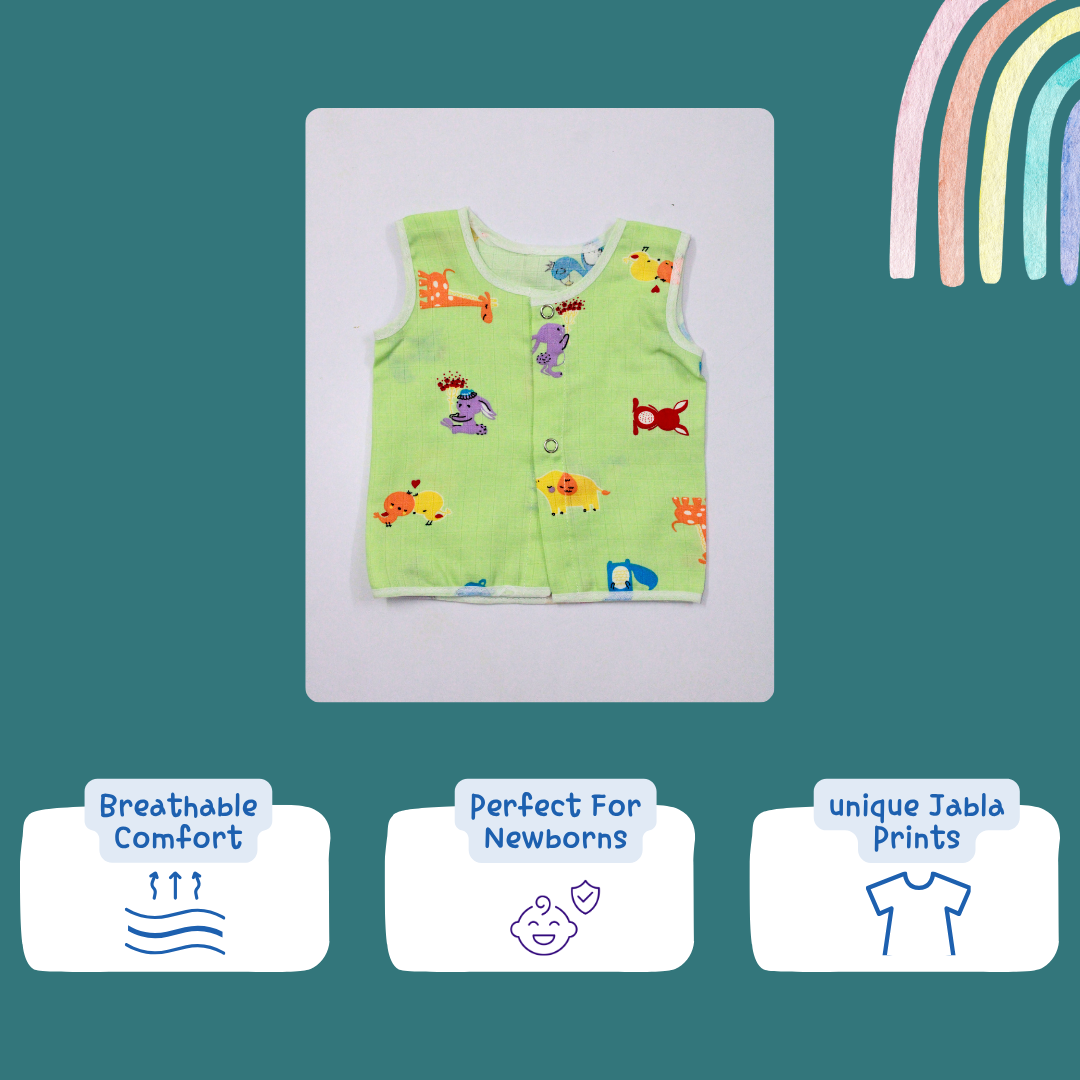 100% Cotton Muslin Button Jabla for Newborns & Infants | Pack of 5