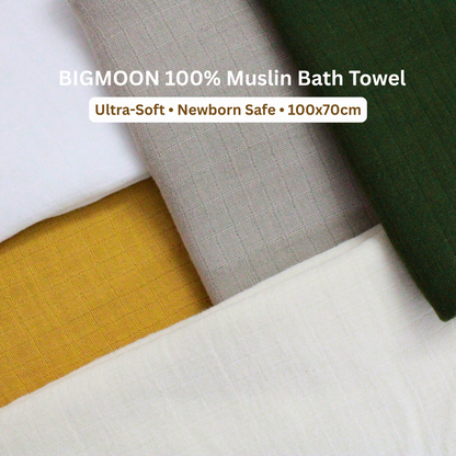 Muslin Baby Bath Towels (Pack of 5), 100×70 cm | Newborn to Toddler