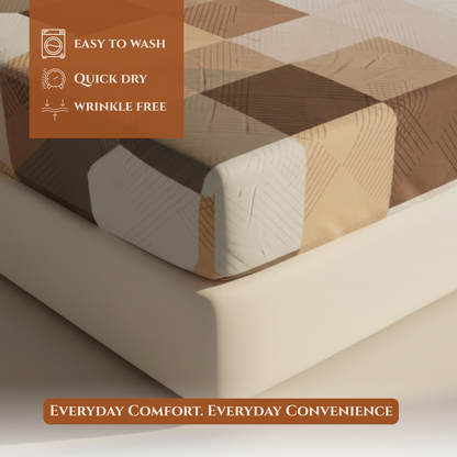 BigMoon Mocha Geometric Charm – Cotton Elastic Fitted Sheet (72x78x14")