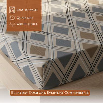 BigMoon Classic Beige Diamond – 100% Cotton Elastic Fitted Sheet (72x78x14")