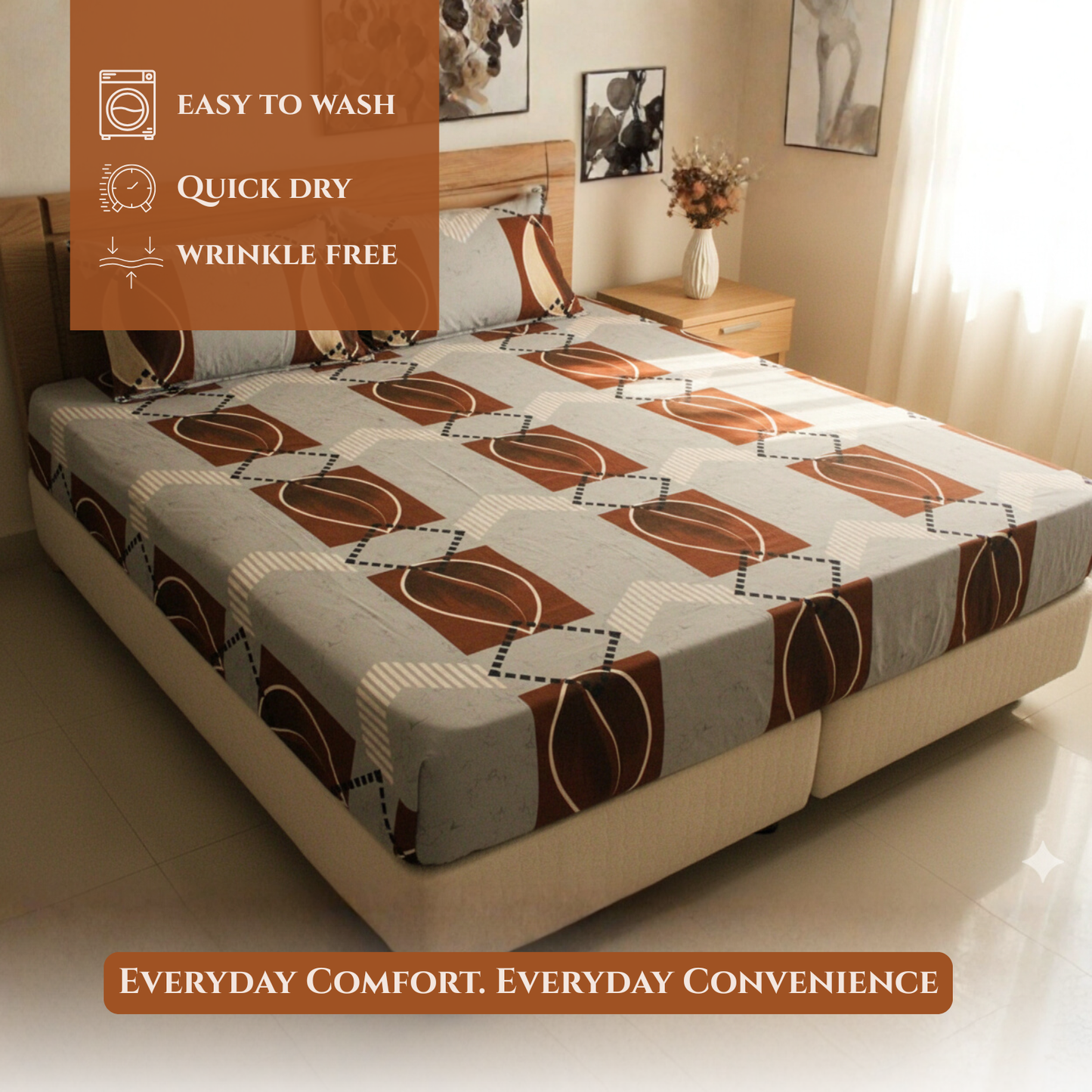 BigMoon Autumn Geo – Cotton Elastic Fitted Sheet (72x78x14")