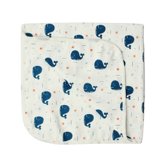 Muslin Organic shark printed Hooded Blankets [4 Layer], Pack of 1, 75 x 75 cm