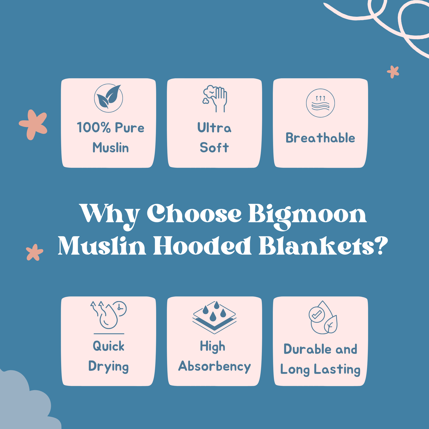 Muslin Organic Elephant printed Hooded Blankets [4 Layer], Pack of 1, 75 x 75 cm