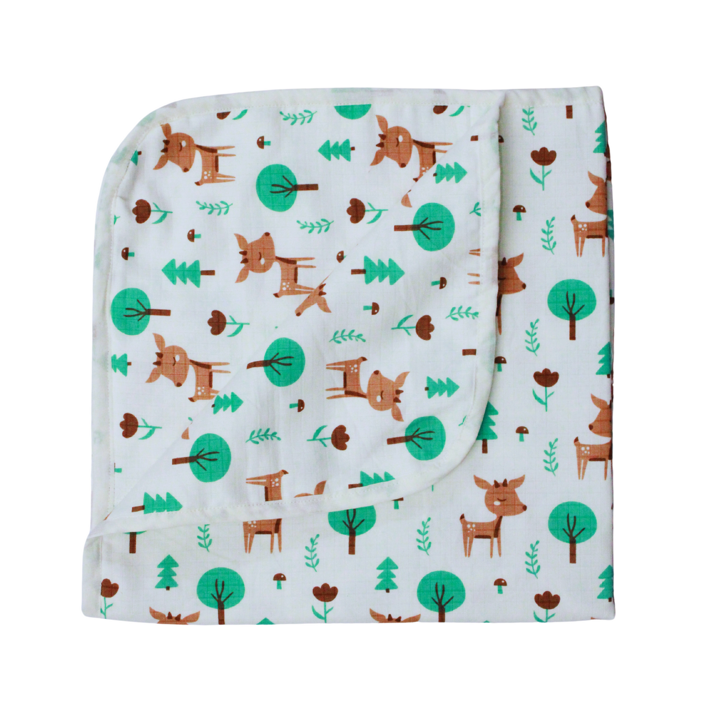 Muslin Organic Deer printed Hooded Blankets [4 Layer], Pack of 1, 75 x 75 cm