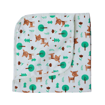 Muslin Organic Deer printed Hooded Blankets [4 Layer], Pack of 1, 75 x 75 cm