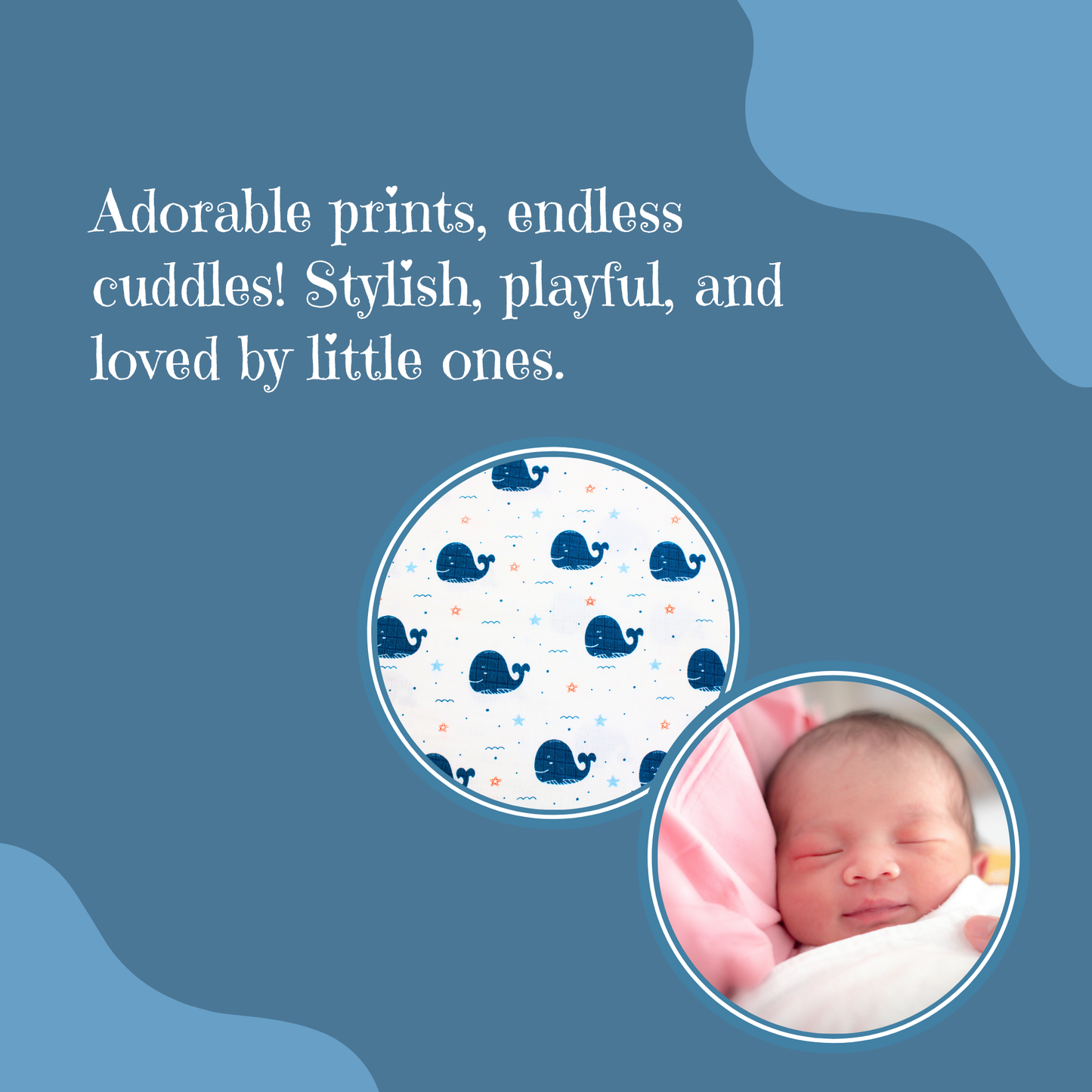 Muslin Organic shark printed Hooded Blankets [4 Layer], Pack of 1, 75 x 75 cm