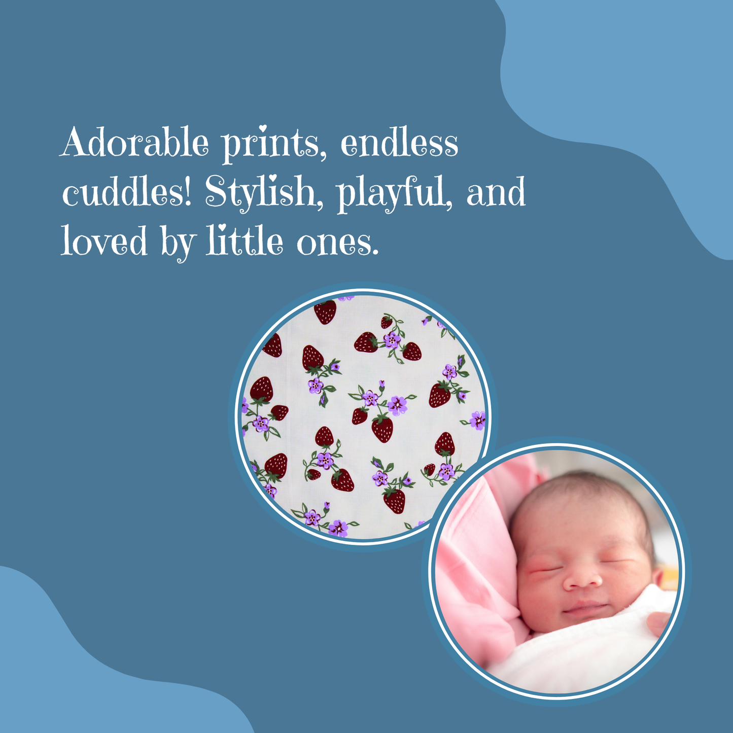 Muslin Organic Strawberry printed Hooded Blankets [4 Layer], Pack of 1, 75 x 75 cm