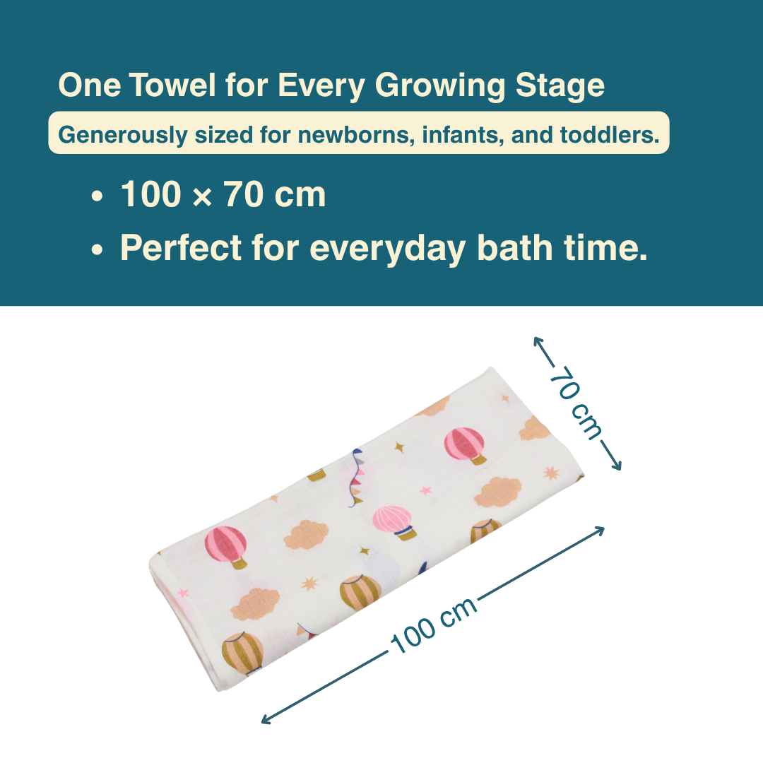 Parachute & Honey Bee 100% Organic Muslin Baby Bath Towel (100 × 70 cm, Pack of 2)