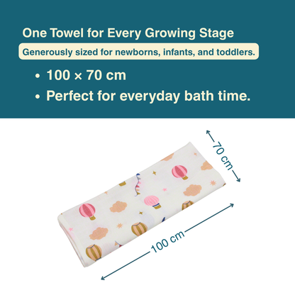 Parachute & Honey Bee 100% Organic Muslin Baby Bath Towel (100 × 70 cm, Pack of 2)