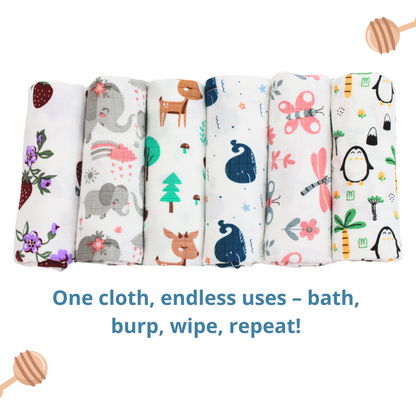 BIGMOON Muslin Cotton Baby Burp cloths – 40x40 CM pack of 6