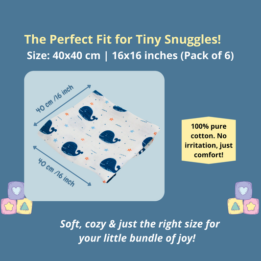 BIGMOON Muslin Cotton Baby Burp cloths – 40x40 CM pack of 6