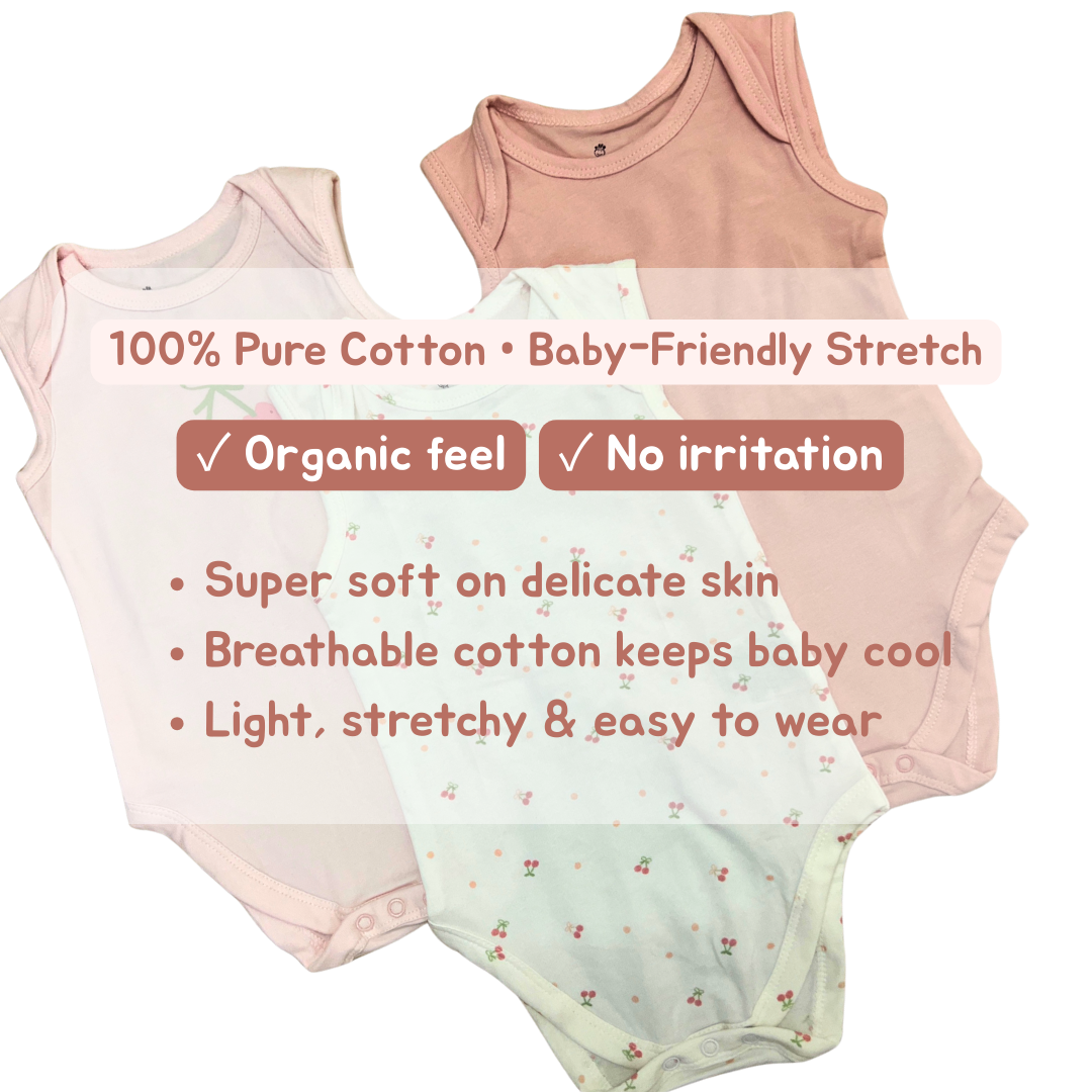 Newborn Premium Cotton Romper – Pack of 3 ( baby Pink combo) for 0–3 Months