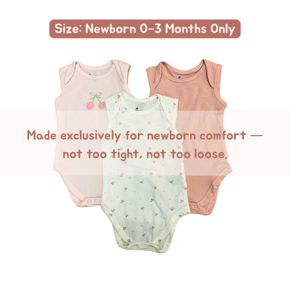 Newborn Premium Cotton Romper – Pack of 3 ( baby Pink combo) for 0–3 Months
