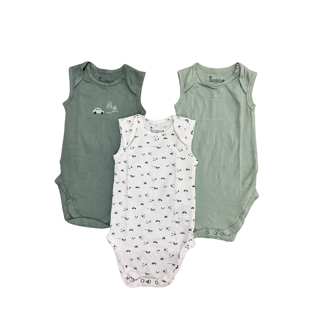 Newborn Premium Cotton Romper – Pack of 3 (sage green combo) for 0–3 Months