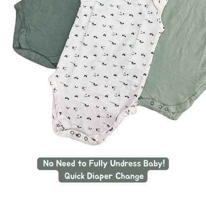 Newborn Premium Cotton Romper – Pack of 3 (sage green combo) for 0–3 Months